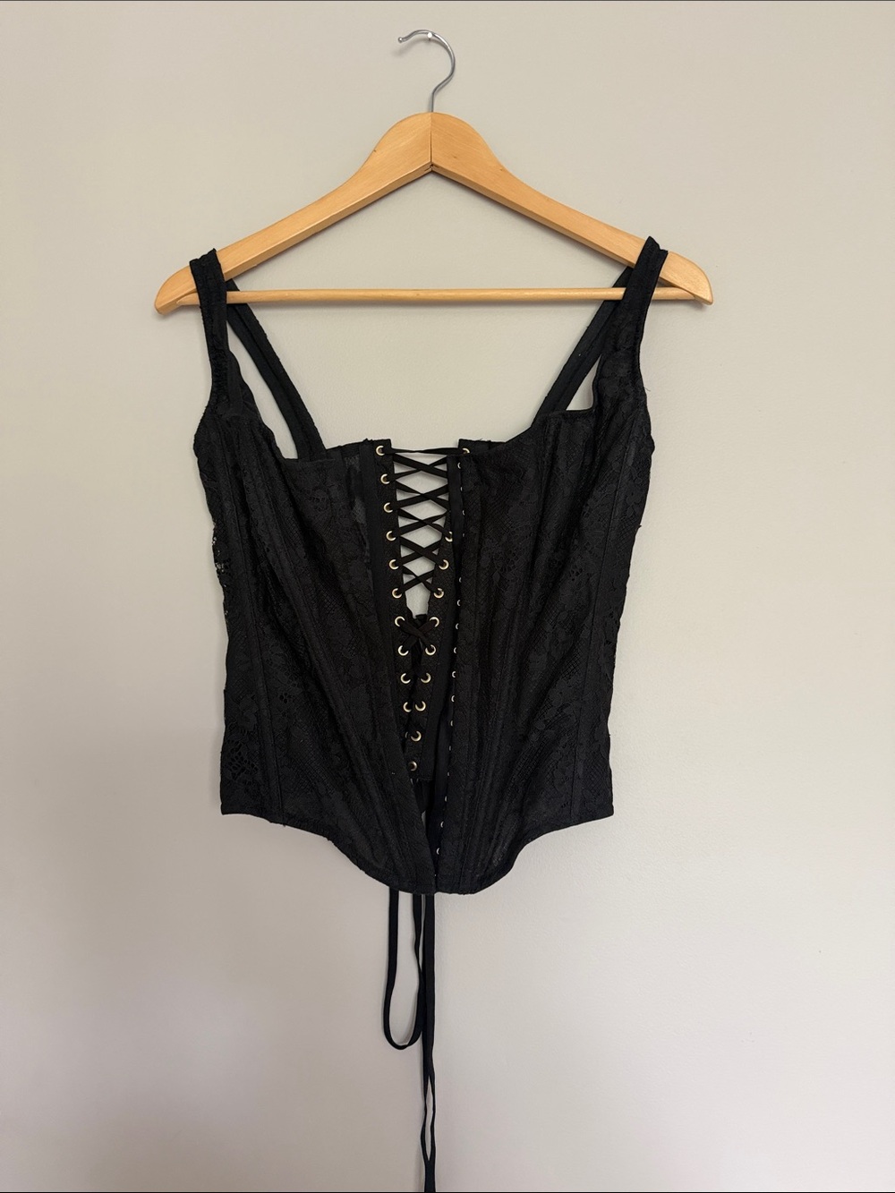 Victoria's Secret Black Lace-Up Corset Top